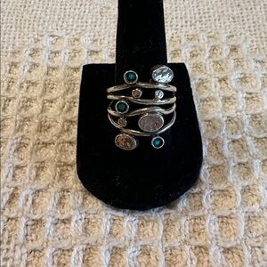 Sterling Ring with Opal Accents